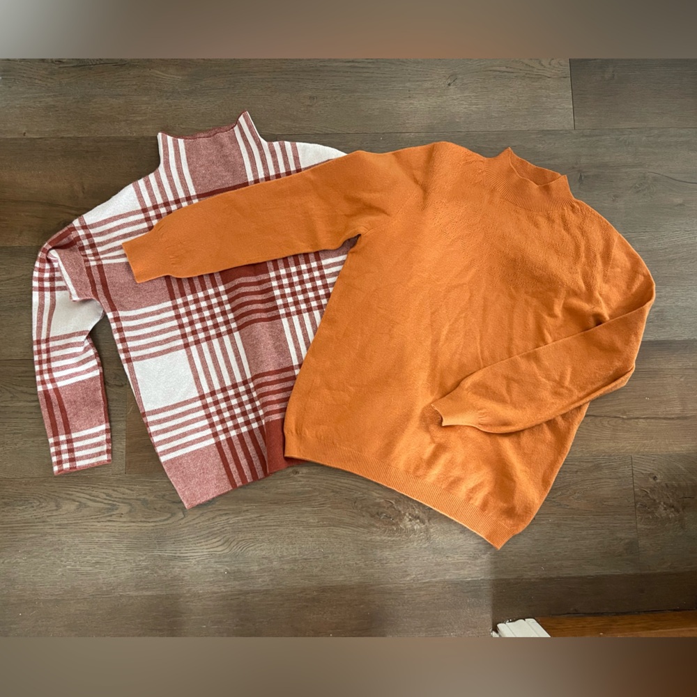 Orange Knit Pullover Sweaters